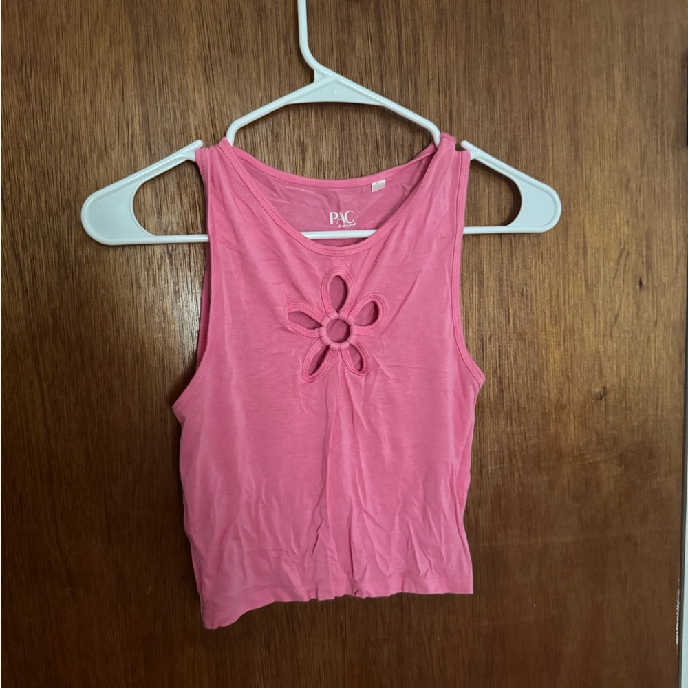 Pacsun flower front pink tank top crop top
